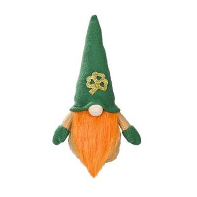 CreoQIJI Puppenkleidung 43 cm Irisches Festival, grüne Zwerge, Plüsch-Dekoration, gesichtslose Zwerg-Plüschpuppe, irische Festival-Figur, Zwerge, Heimtischdekoration, niedliche (GD1, One Size) von CreoQIJI