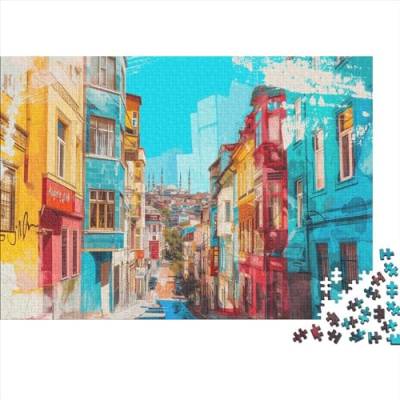 Art Oil Painting 1000 Teile Puzzle Premium Quality Puzzle Kinder Lernspiel Colourful Cities Für Erwachsene Und Kinder Impossible Puzzle 1000pcs (75x50cm) von DAKINCHERRY