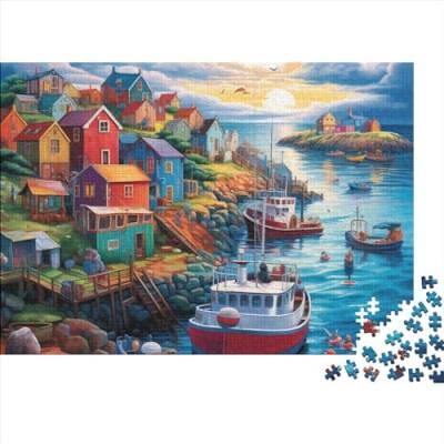 Sunset Over The Harbour 1000 Teile Puzzle Puzzle-Geschenk Kinder Lernspiel Fishing Village by The Sea Für Erwachsenen Ab 14 Jahren Impossible Puzzle 1000pcs (75x50cm) von DAKINCHERRY