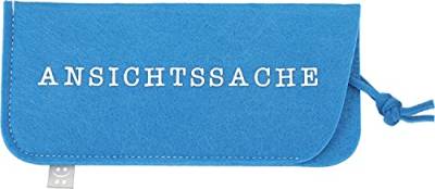 Depesche 11838-025 - Brillenetui aus Filz, in Blau und mit der Aufschrift ,,Ansichtssache´´ von Depesche