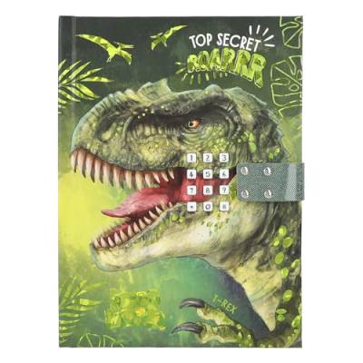 Depesche 12407 Dino World - Tagebuch mit Zahlen-Code und Sound, Buch mit Dinosaurier-Motiven und 80 linierten, bunt illustrierten Seiten von Depesche