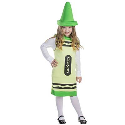 Dress Up America Buntstift-Kostüm für Kinder – Grünes Buntstift-Kostüm für Mädchen und Jungen – Tolles Rollenspiel-Kostüm-Set von Dress Up America