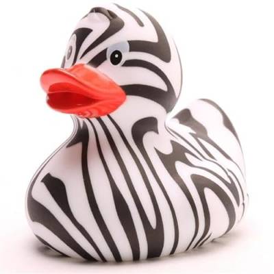 Badeente L: 8 cm - viele Farben (Zebra) von Duckshop