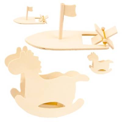 ERINGOGO 4 Stück Diy-graffiti-modell Leeres Schaukelpferd Unbemaltes Segelboot Unvollendete Nautische Hölzernes Segelboot Unvollendetes Diy-spielzeug Modelle Holz Material Handbuch Student von ERINGOGO