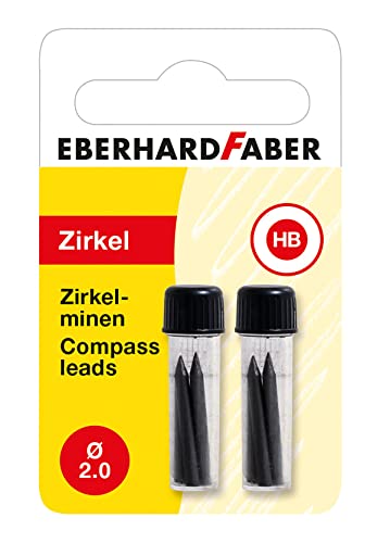 Eberhard Faber 571798 Zirkelmine 2 mm x 25 mm, 8 Stück in 2 Dosen, für alle Zirkelmodelle geeignet, 2mm x 25mm von Eberhard Faber