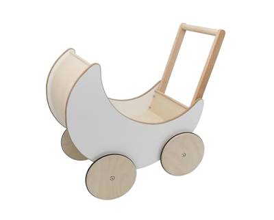 Puppenwagen Lauflernwagen, aus Holz, Lauflernhilfe mit gummierten Holzrädern, Kinderspielzeug von EcoTraps
