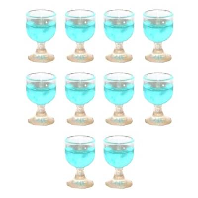 F Fityle 10 Stück 1/12 Miniatur Weinglas Puppenhaus Wasserbecher Mini Esszimmer Champagnerglas, Hellblau von F Fityle