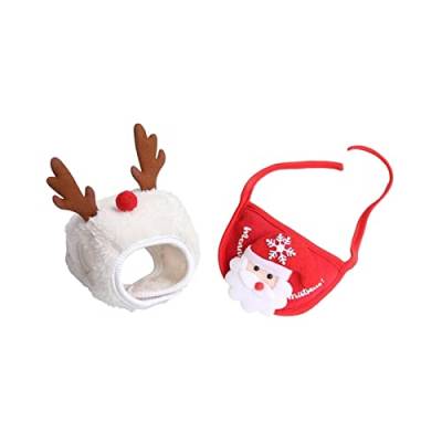 F Fityle Weihnachtskostüm für Haustiere - Festliche Kleidung für Katzen und Hunde, L Weißer Hut und Lätzchen mit Rot von F Fityle