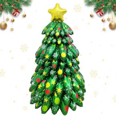 130 CM Weihnachtsbaum Luftballons, Weihnachtsbaum Folienballon Weihnachten, DIY Stapelnde Weihnachtsbaumballons, für Weihnachtsparty Deko Weihnachtsdekoration Christmas Decorations von FZQBEY