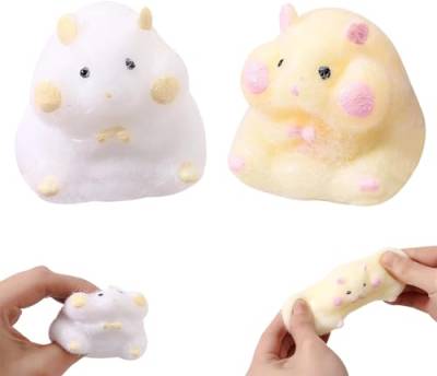 Cartoon Hamster Squeeze Toy, Umweltfreundliches Silikon Hamster Anti Stress Spielzeug, Hamster Squishy Fidget Spielzeug,Sensory Toys Squishy Hamster Fidget Toys Geschenke für Kinder und Erwachsene (4) von FZQBEY