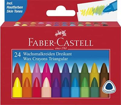 Faber-Castell 120024 Dreikant-Wachsmalkreide, 24er Etui, 1 Stück von Faber-Castell