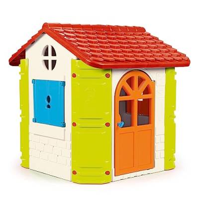 FEBER - Feber-Haus, Gartenhaus in blau rot orange und grün, für Jungen und Mädchen, stabil und sicher, Kinderhaus für das Spielen im Freien, 2 bis 6 Jahre, Famosa (800010248) von Feber