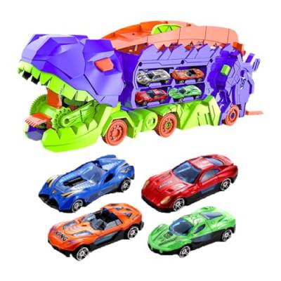 Fenteer Dinosaurier-Spielzeug, Auto, fressender Dinosaurier, Lernspielzeug, Dinosaurier-LKW-Träger, Dinosaurier-LKW-Set, Transport-LKW für Jungen im Alter von, 8 Autos von Fenteer