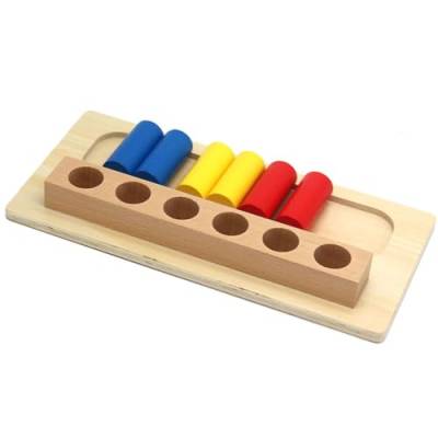 Fenteer Holzklammer-Box, Farbiger Zylinder und Sockel, Feinmotorik, Zylinder-Rätsel, sensorisches Spielzeug für Babys im Vorschulalter von Fenteer