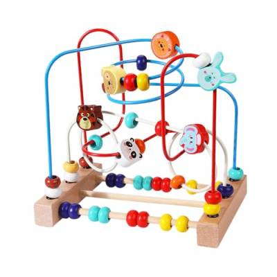 Fenteer Perlenlabyrinth-Spielzeug, pädagogisches Kreisspielzeug aus Holz, sensorisches Perlenrollenspielzeug, Vorschul-Lernspielzeug für Babys im Alter von, 22.5x22.5x15cm A von Fenteer