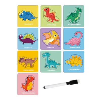 Fenteer Puzzlekarten mit Tieren aus Papier, Übungskarten zum Nachzeichnen mit Stiften, Feinmotorik-Lernspielzeug für Kinder im Vorschulalter, Dinosaurier von Fenteer