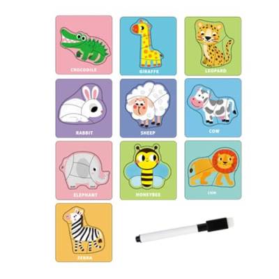 Fenteer Puzzlekarten mit Tieren aus Papier, Übungskarten zum Nachzeichnen mit Stiften, Feinmotorik-Lernspielzeug für Kinder im Vorschulalter, Tiere von Fenteer