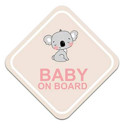Baby on Board Aufkleber Auto 10x10cm Tier Motiv Sticker Autoaufkleber für Heckscheibe Kofferraumdeckel Kfz Zubehör Selbstklebend Wetterfest R127 (Nr. 4 Koala) von Finest Folia