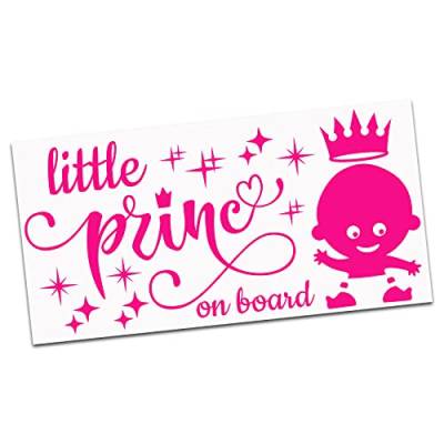 Finest Folia Little Prince on Board Autoaufkleber Sticker für Fahrzeuge Auto Bus Heckscheibe Aufkleber für Eltern Baby Kind waschstraßenfest KX070 (Neon Pink, Prince) von Finest Folia