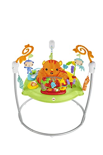 Fisher-Price CHM91 - Spielspaß Rainforest Jumperoo, mit Lichtern und Musik, höhenverstellbar, Babyspielzeug ab der Geburt von Fisher-Price