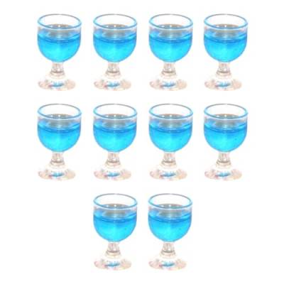 Folpus 10x 1:12 Miniatur Weinglas Puppenhaus Wasserbecher Dekor Puppenhaus Küchenzubehör, Blau von Folpus