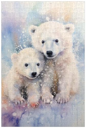 1000-teiliges Holzpuzzle für Erwachsene, arktisches Tierpuzzle, süßes Eisbärenjunges (A ; 500) von Generic