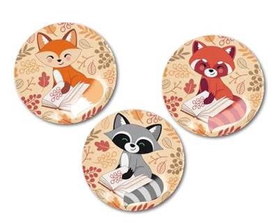 12er Set Magnete mit rotem Panda, Waschbär und Fuchs von Generic
