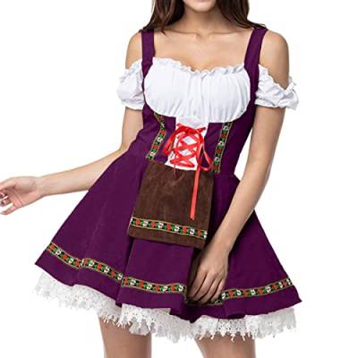 Damen Halloween Hexe Deutsches Oktoberfest Outfit Vintage Mode Dienstmädchen Kostüm Kleid Oktoberfest Kostüm Dienstmädchen Outfit von Generic
