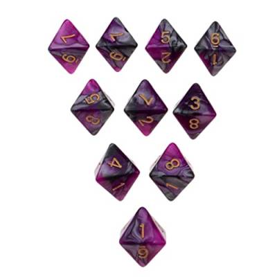 Generic 10 Stück Mehrseitige Würfel Polyhedron Würfel D8 für TRPG Tischspiel, Lila + Grau, 18mm von Generic