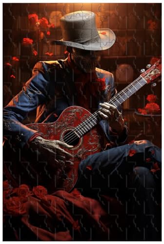 Holzpuzzle für Erwachsene, 1000 Teile, für Skeletor, der fröhlich Gitarre spielt. (F ; 100) von Generic