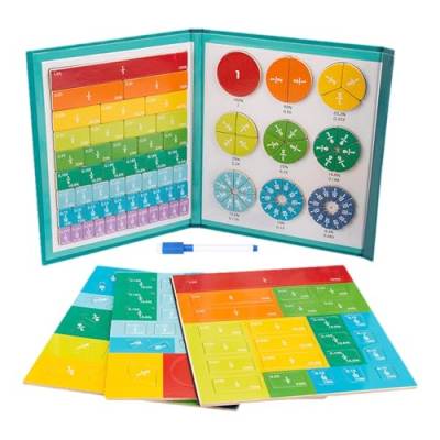 Magnetische Bruchfliesen Buch Kit, Fraktionskacheln mit magnetischem Mathematikbuch, pädagogisches Puzzle Montessori-Bruchstreifen, einfaches Lernen von Brüchen von Generic