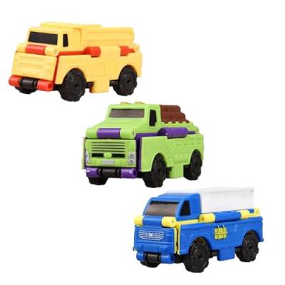 Spielzeugautos für Kinder,Kleine Spielzeugautos,Verwandelbare Spielzeugautos 3 Stück | Pädagogische, reibungsbetriebene 2-in-1-Spielzeugautos verwandeln Sich für Jungen, Kinder und Mädchen von Generic