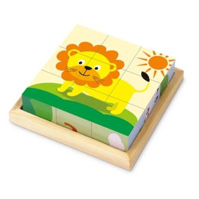 Würfelpuzzle Holz, 6 in 1 Tier-Motive Holzpuzzle Montessori Spielzeug mit 9 Würfel Holzspielzeug, 3D Bilderwürfel Holz Puzzlespiele Holzwürfel Puzzle, Lernspielzeug Geschenk für Kinder ab 2 3 4 Jahre von Generic