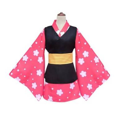 Generisch Anime Makomo Cosplay Kostüme Damen Rosa Kimono Kleid Halloween Party,Set-S von Generisch