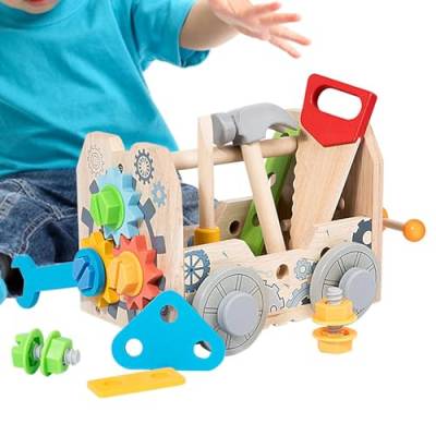 Kinder-Werkzeugbank-Set aus Holz, Spielzeug, Holz-Spielwerkzeug-Werkbank-Set | Interaktive Holzwerkbank für Kinder - Konstruktionsspielzeug, pädagogisches -Spielzeug für Kinder, Jungen und Mädchen von Generisch