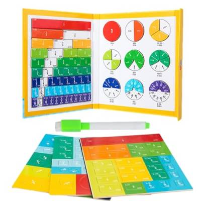 Magnetische Fraktion Buch, Fraktionskacheln mit magnetischem Mathematikbuch, Pädagogisches Puzzle Bruchstreifen Magnetbrüche, Montessori-Fraktionspuzzle für Kinder, einfaches Lernen von Brüchen von Generisch