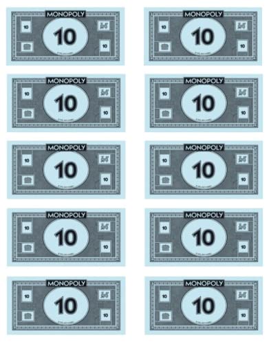 Monopoly Money 10's Top Up Pack 2024 Cash Wonga Monies Zehn Dollar x10 Nachfüllpack Brettspiel Original Offizielle Ersatzteile von Gold