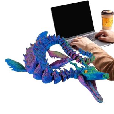 Gruwkue Drache 3D gedruckt,3D-Druck Drache | Flexible3D-Drachen mit flexiblen Gelenken,Voll beweglicher Drache, Chefschreibtischspielzeug, Zappeldrache für Kinder und Erwachsene von Gruwkue