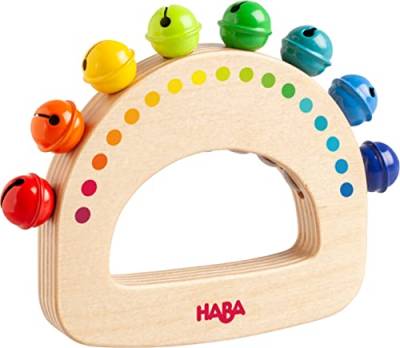 HABA 306519 - Schellenkranz Regenbogen, Klangspielzeug ab 10 Monaten, made in Germany von HABA