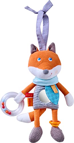 HABA 306686 - Entdeckerfigur Fuchs Foxi - Großes Babyspielzeug für Babyschale, Buggy und Spielbogen, mit Spiegelfolie und Rasselring von HABA