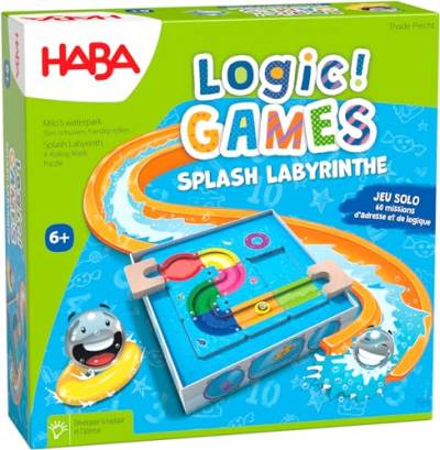 HABA - Logic! Games – Splash Labyrinth – Gesellschaftsspiele – Logikspiele – 60 Puzzles – 6 Jahre und älter – 306824 von HABA