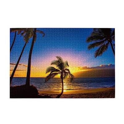 Hawaii-Strand-Puzzles für Erwachsene, 1000 Teile, interessante Holzpuzzles, Stressabbau-Puzzles mit Box von HAICOM