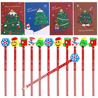 HOWAF 36 Stücke klein Weihnachts notizblock und Weihnachten Bleistift mit Radiergummi für Kinder Weihnachts Geschenk Mitgebsel Kindergeburtstag gastgeschenke mädchen Jungen Give aways von HOWAF