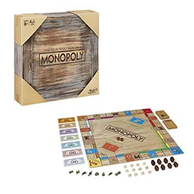 Hasbro Gaming Rustic Woods Monopoly de Madera, Edición Retro para coleccionistas, Idioma: ‎Germanic Languages[Exklusiv bei Amazon], 2-6 Spieler von Monopoly