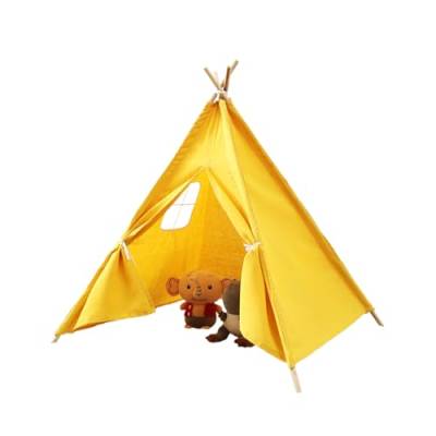 Tipi Zelt für Kinder, klassisches indisches Spielzelt für Kinder, Kinderzimmer Dekor, Baumwollsegeltuch Tippi Kinderzelt für Drinnen Outdoor, für Mädchen und Jungen (Gelb,160cm) von Herfair