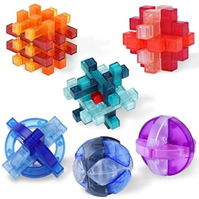 IIROMECI 3D Puzzle Denkspiele und Lernspielzeug für Kinder und Erwachsene, Unlock Interlock Puzzles Box, IQ Mind Test Game, Brain Challenge Games (6PCS Set) von IIROMECI