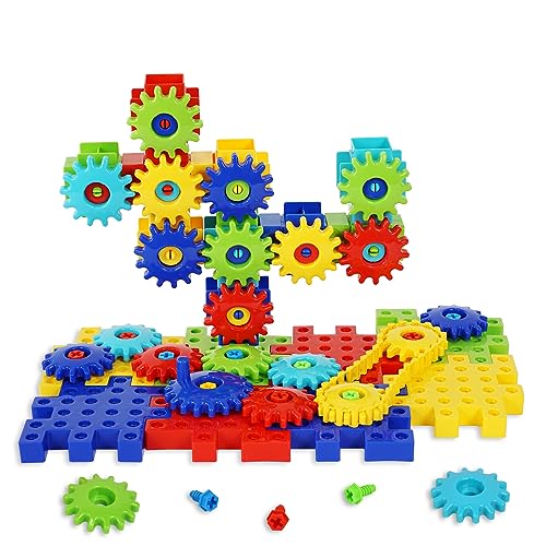 IIROMECI Zahnräder Spielzeug für Kinder, STEM Lernspielzeug für Kleinkinder, Mosaik Steckspiel Bastelset, kreative Bauklötze Spielzeugsets für Jungen und Mädchen, Geschenk für Kinder, ab 3 4 5 Jahren von IIROMECI