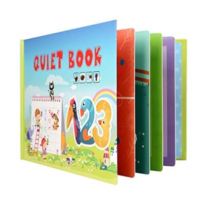 Montessori Quiet Book Toddlers,Busy Book for Kids to develop Learning skills Quiet Book,Childrens Educational Toys,Paste Buch Interaktives Passendes Puzzle-Spiel Beschäftigtes Buch für Kinder/Anzahl von ISAKEN