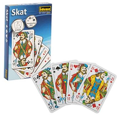 Idena 6250100 - Skatspiel mit französischem Blatt, 32 Karten, ca. 5,9 x 9,1 cm, das beliebteste Kartenspiel der Deutschen, für Wettbewerbe oder Spieleabende von Idena