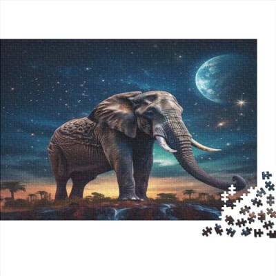 1000-teiliges Puzzle für Erwachsene, Elefant bei Nacht, Holzpuzzle, Familienunterhaltungsspielzeug, 1000 Teile (75 x 50 cm) von JYJLRJ